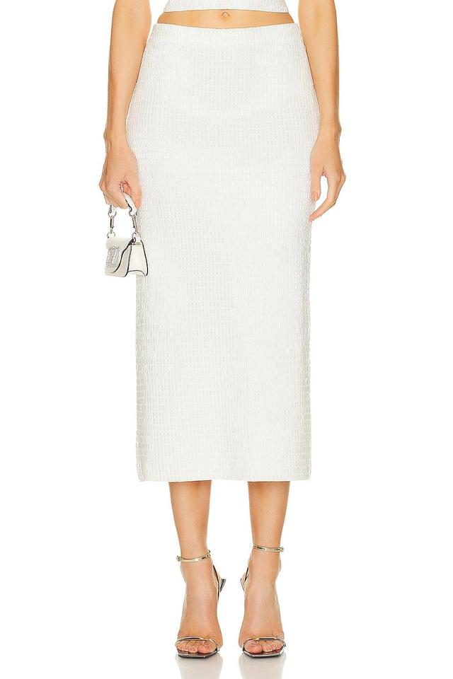 SIMKHAI Ellison Midi Skirt Ivory. (also in L, M). Product Image