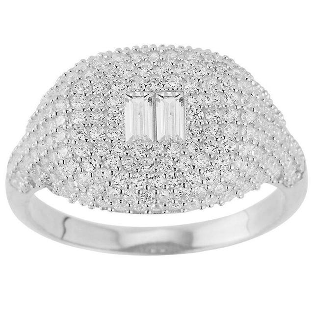 Sunkissed Sterling Cubic Zirconia Pave Signet Ring, Womens Silver Tone Product Image