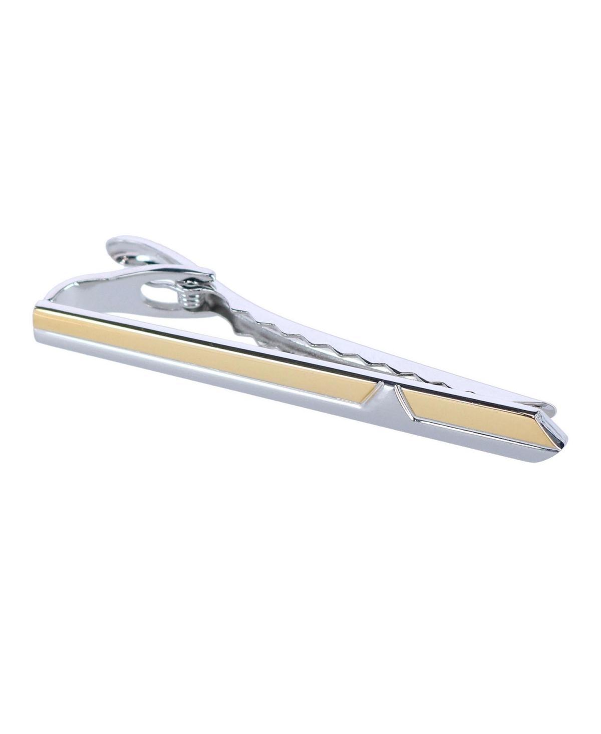 Trafalgar Mens Brushed Rhodium and Shiny Gold Tie Bar Product Image