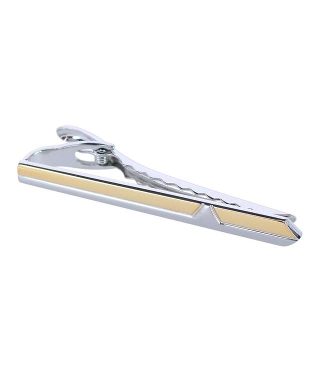 Trafalgar Mens Brushed Rhodium and Shiny Gold Tie Bar Product Image