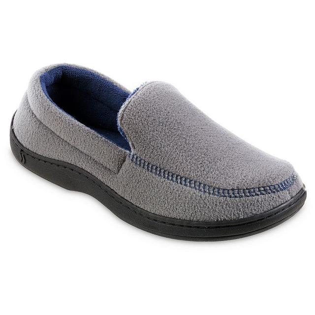 isotoner Roman Recycled Fleece Mens Moccasin Slippers Blue Product Image