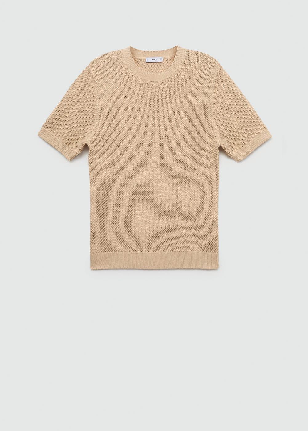 MANGO MAN - Structured cotton knit t-shirt beigeMen Product Image