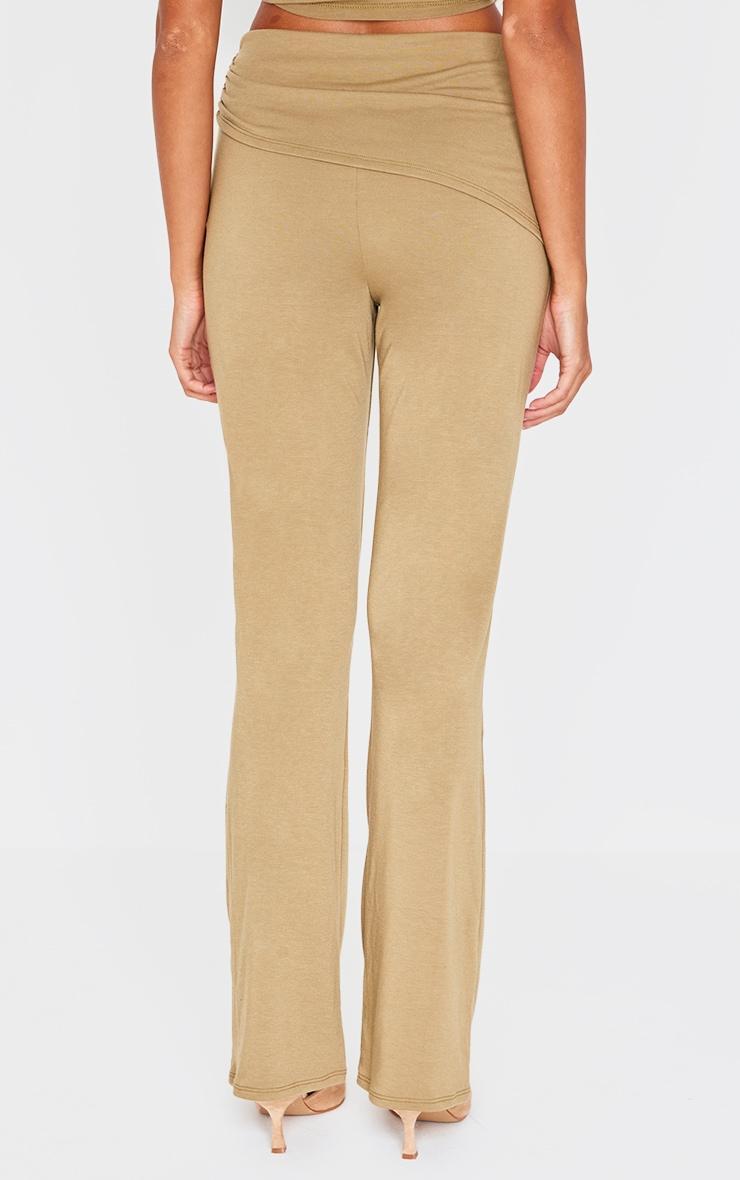 Olive Jersey Ruched Wrap Skinny Flare Pant Product Image