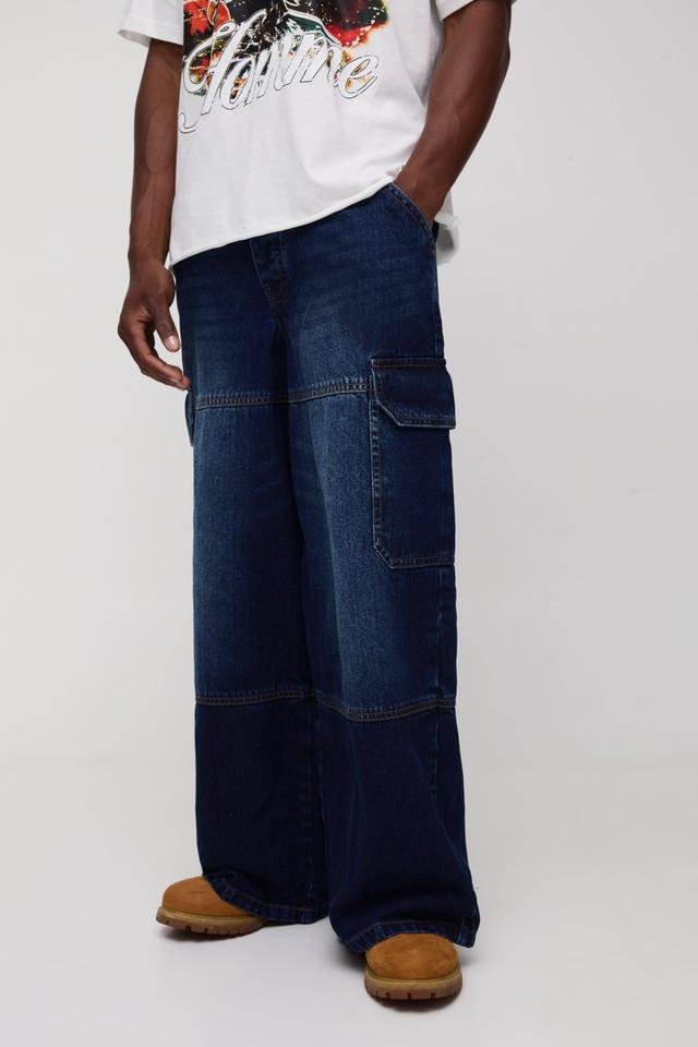 Super Baggy Rigid Cargo Denim Jeans | boohooMAN USA Product Image