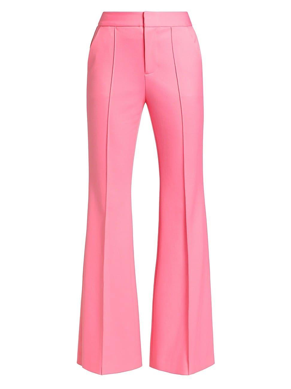 Alice and Olivia Danette Mid Rise Flare Leg Slit Pants Product Image