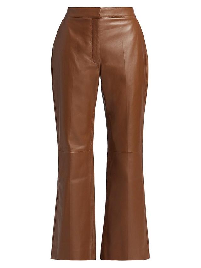 Womens Crop Leather Flare Pants Product Image