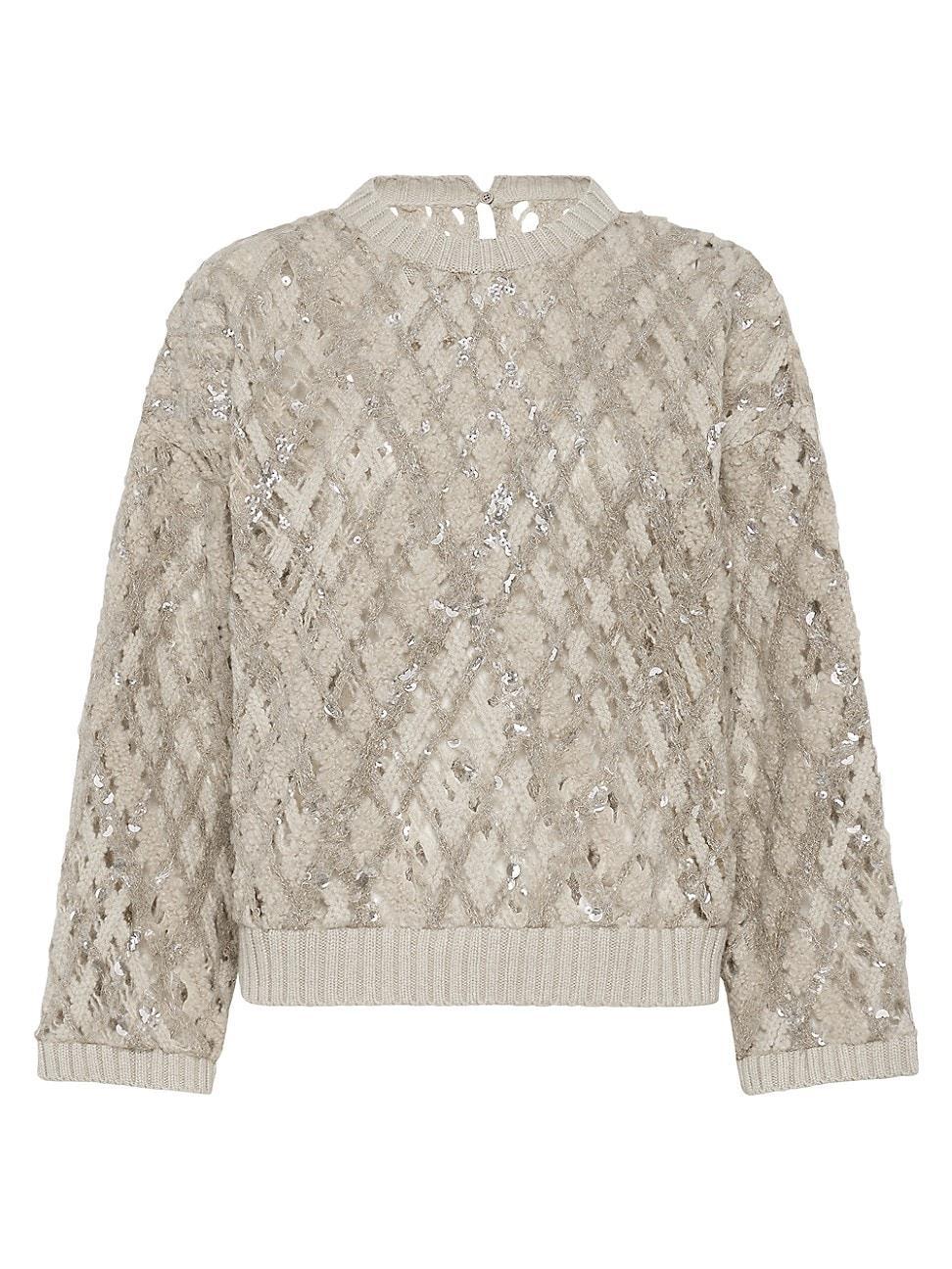 Womens Dazzling Mesh Embroidery Sweater in Cashmere, Mohair and Alpaca Product Image