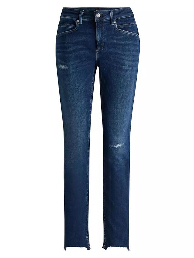 Jeans in Distressed Stretch Denim with Frayed Hems Product Image