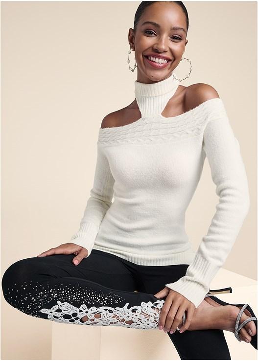 Cutout Turtleneck Sweater Product Image