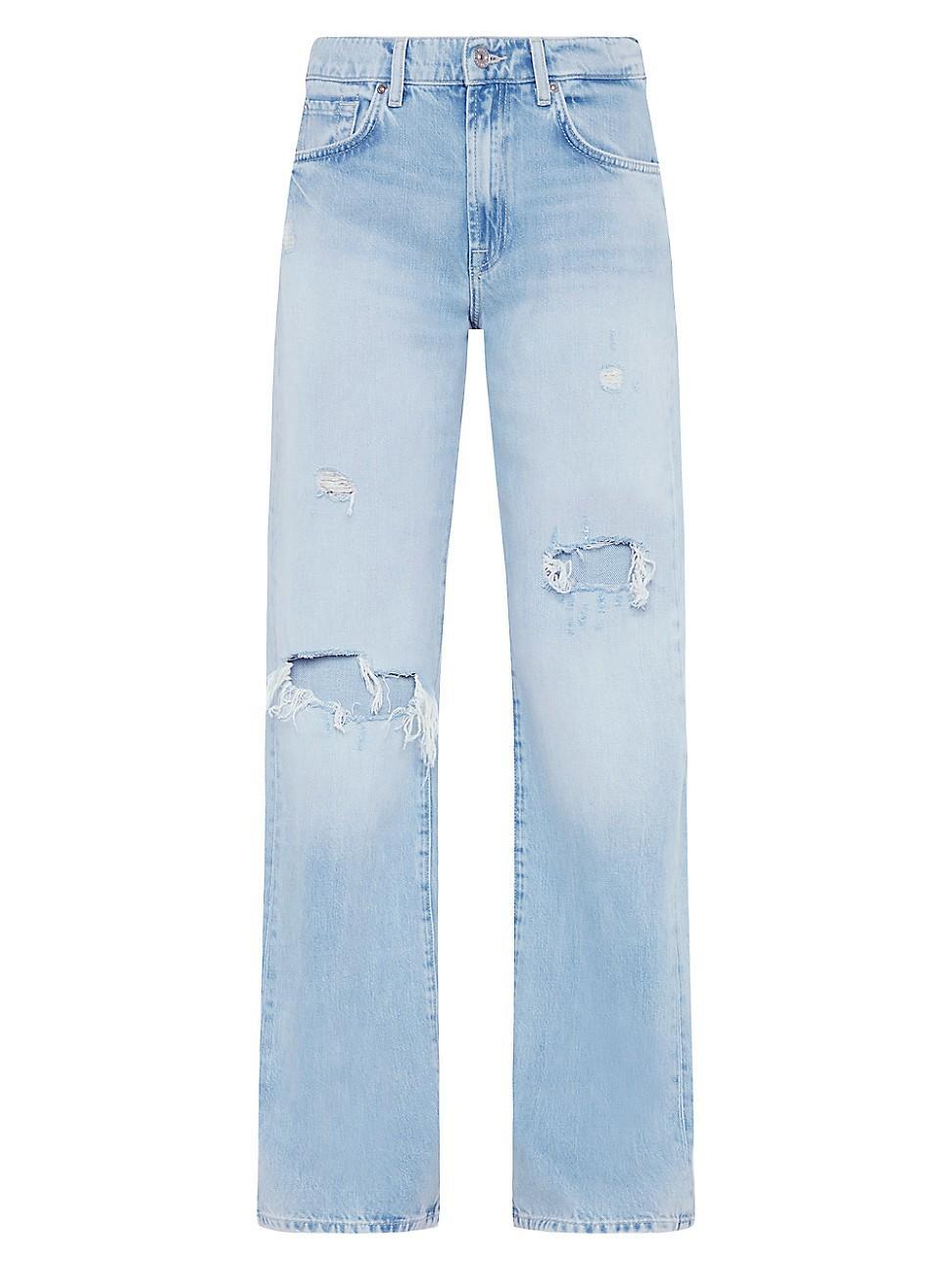 Womens Tess Distressed Wide-Leg Jeans Product Image