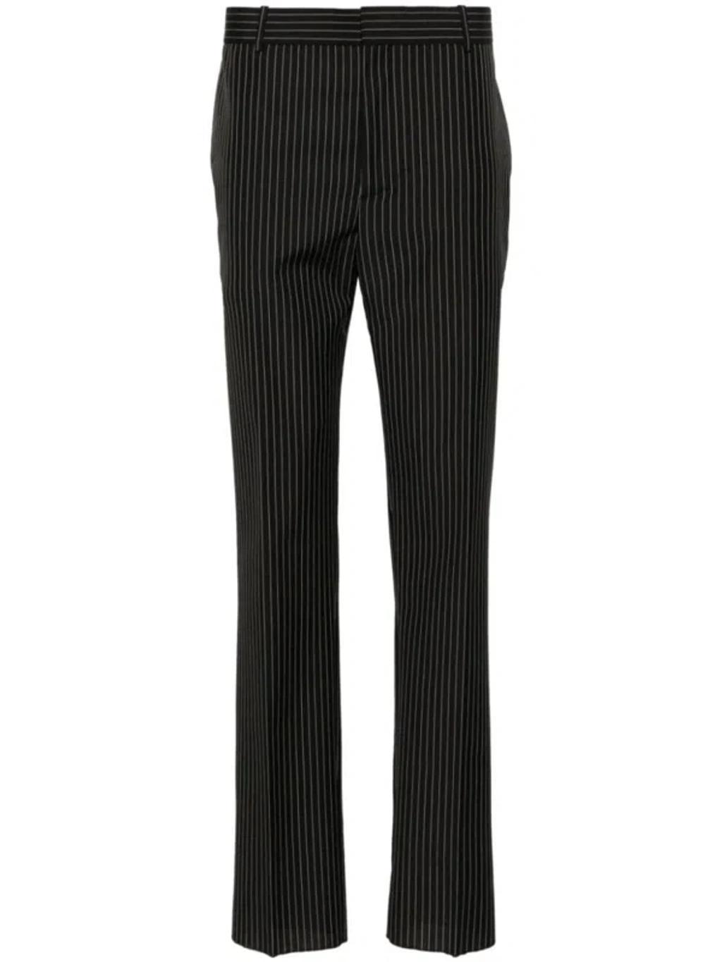 Pinstriped Tailored Trousers In Black Product Image