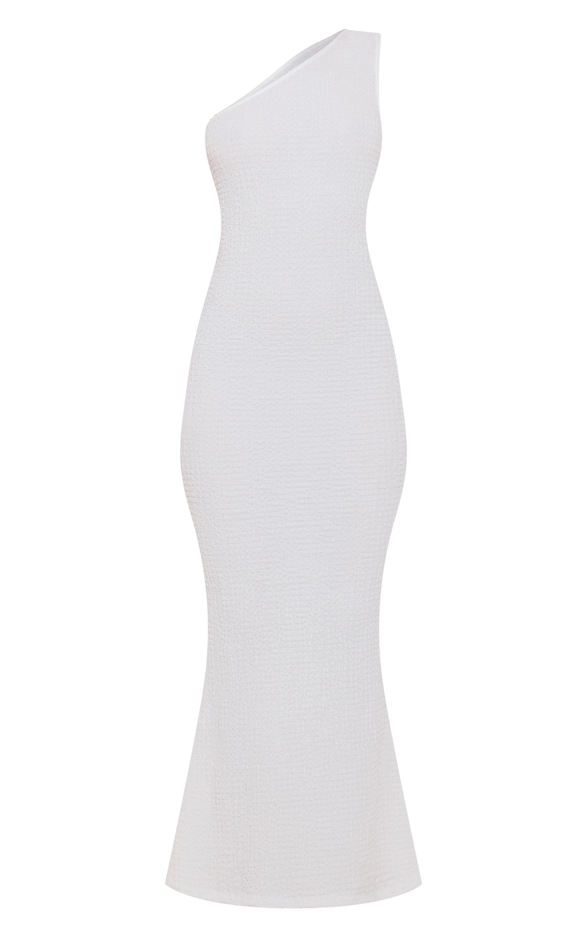 Petite White One Shoulder Open Back Maxi Dress Product Image