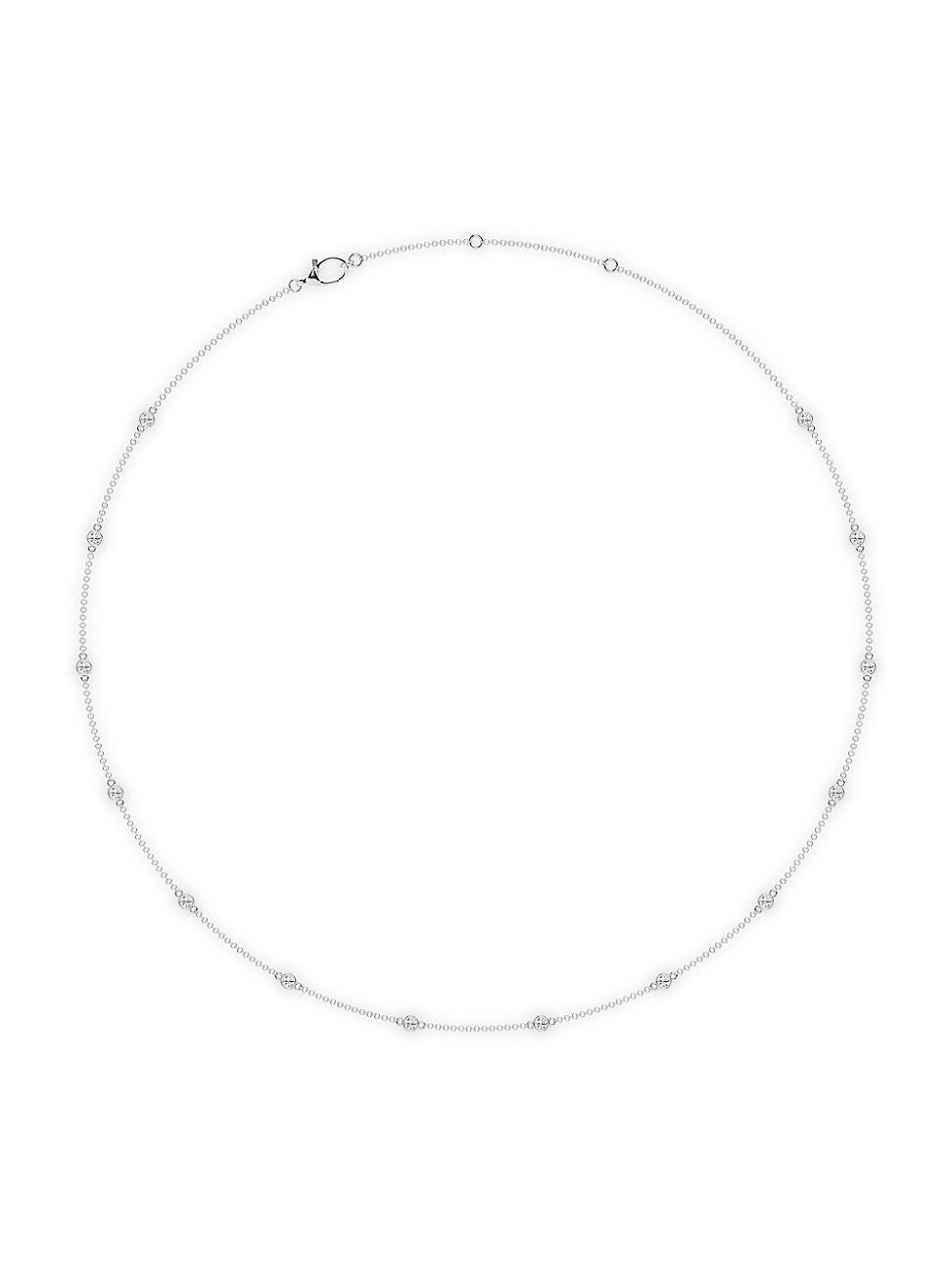 Womens 14K White Gold & 0.70 TCW Diamond Station Necklace Product Image