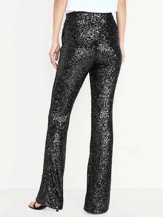 High-Waisted Sequin Flare Pants Product Image