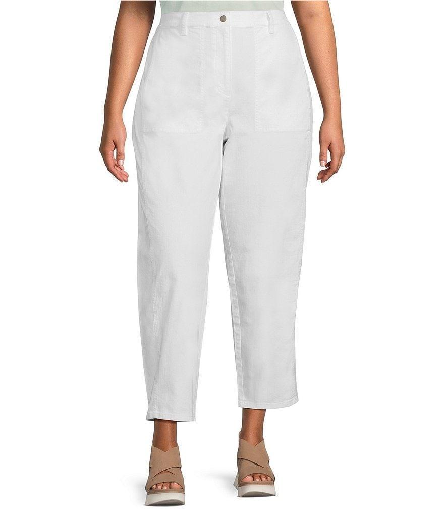 Eileen Fisher Plus Size Stretch Organic Cotton Pull-On Lantern Ankle Pants Product Image