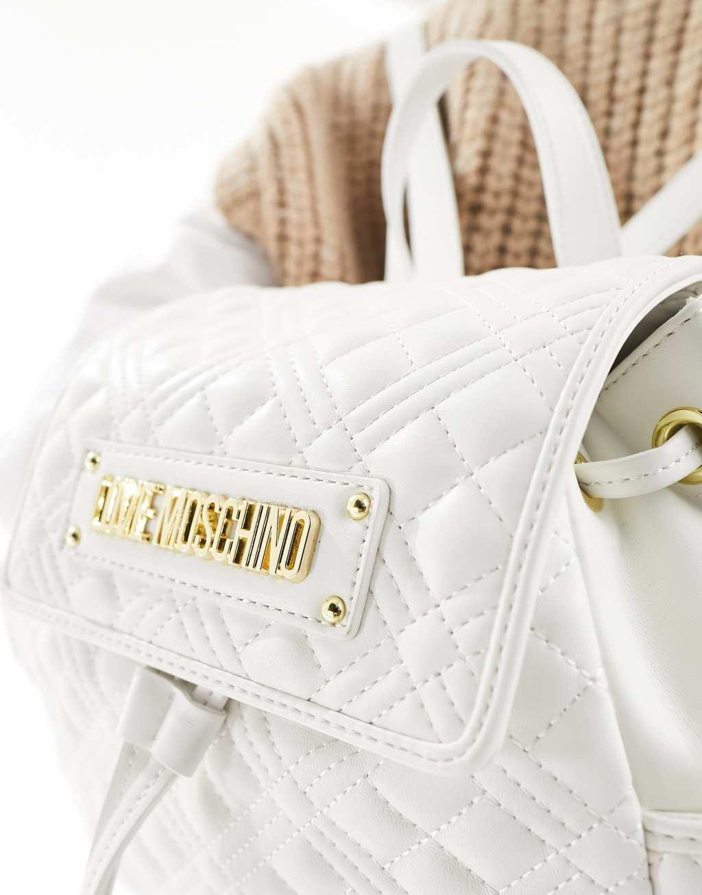 Love Moschino quilted backpack in white Product Image