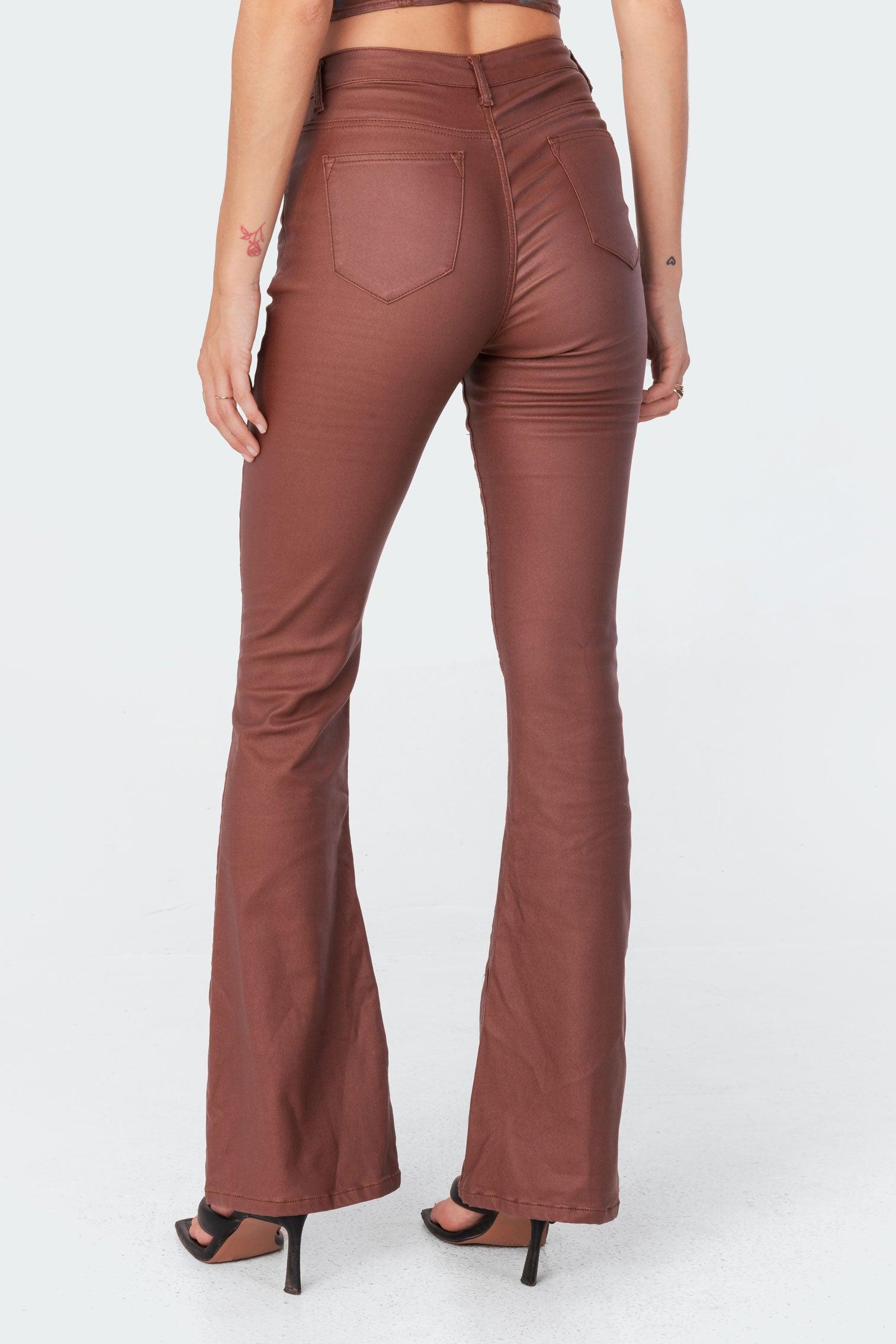 Luna Faux Leather Flare Jeans Product Image