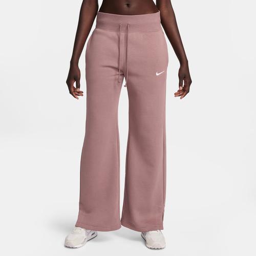 Nike Womens Nike Phoenix High Rise Wide Pants - Womens White/Pink Product Image