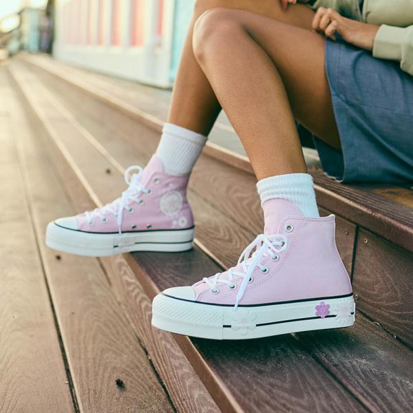 Womens Converse Chuck Taylor All Star Hi Lift Platform Floral Sneaker - Stardust Lilac Product Image