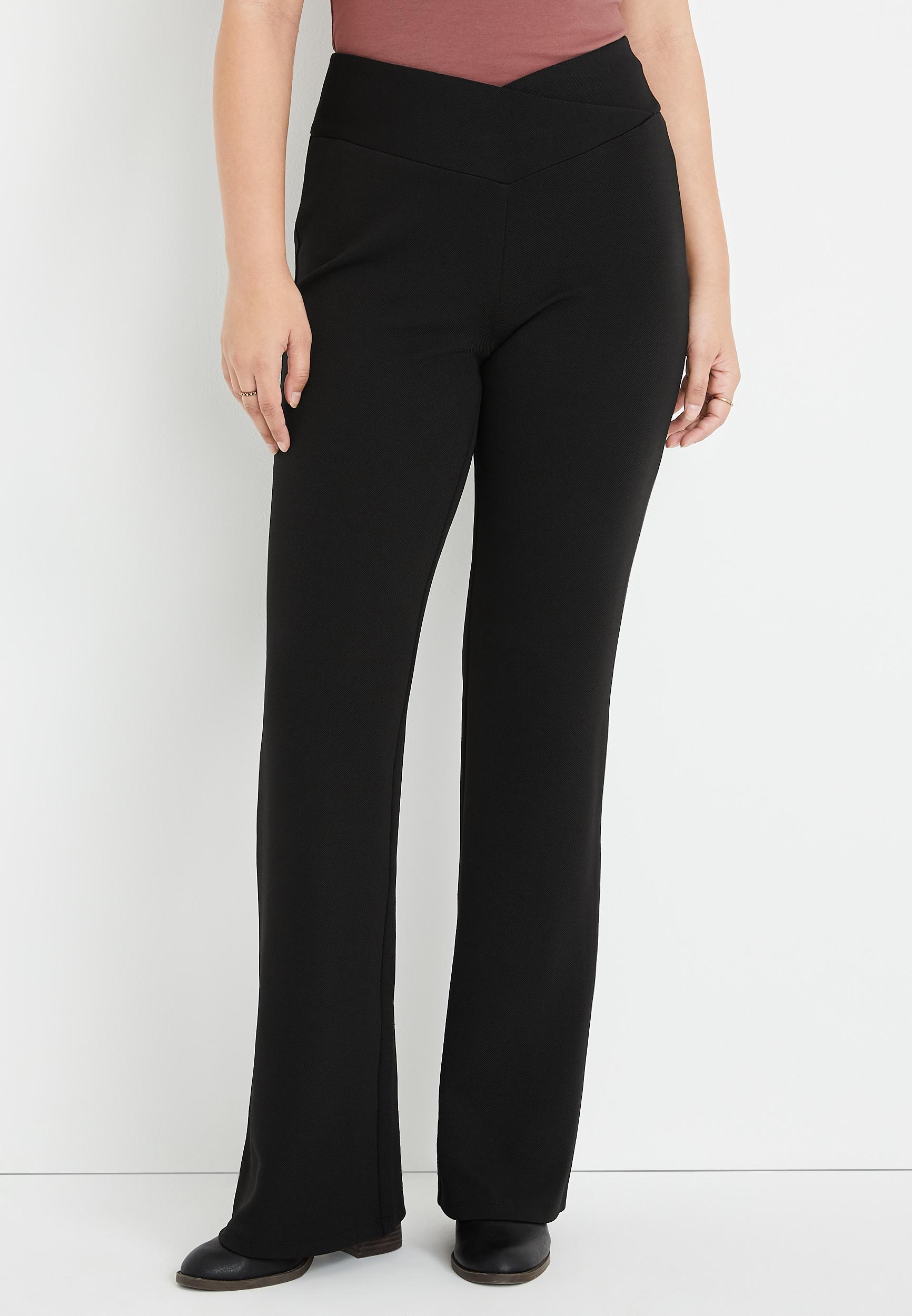 Maurices Womens Black Flare Crossover Waist Crepe Pants Size Small Product Image