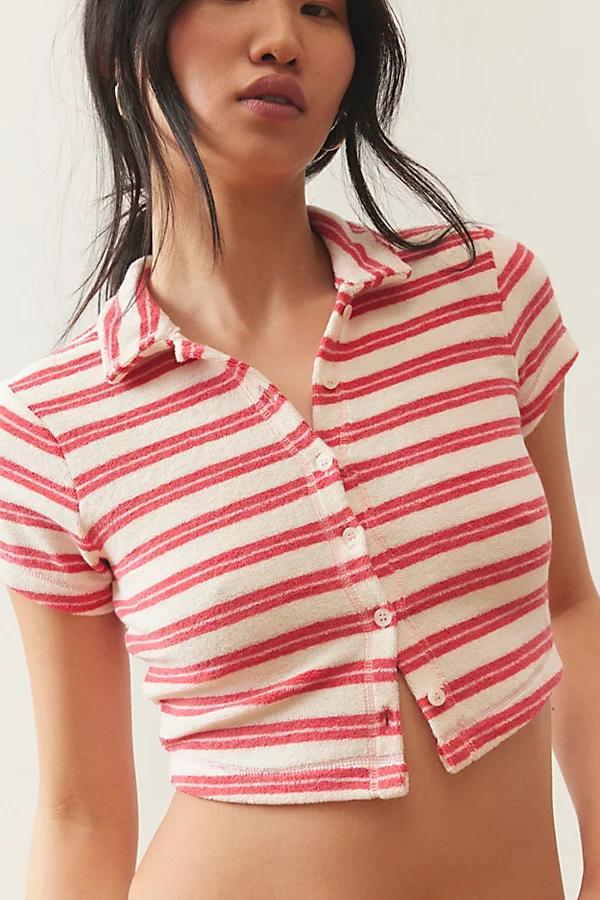 Out From Under Airy Terry Cropped Polo Shirt Top Womens at Urban Outfitters Product Image