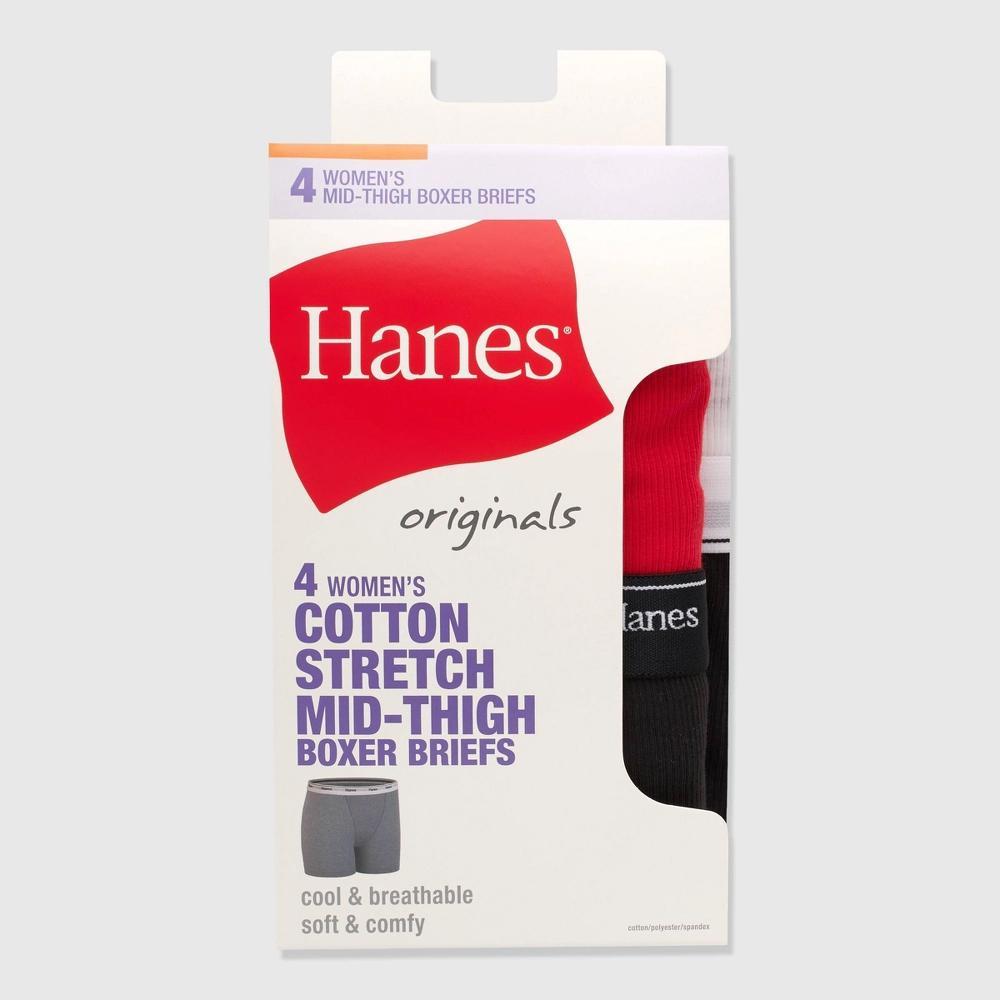 Hanes Women's 4pk Originals Boxer Briefs - White/Red/Black L Product Image