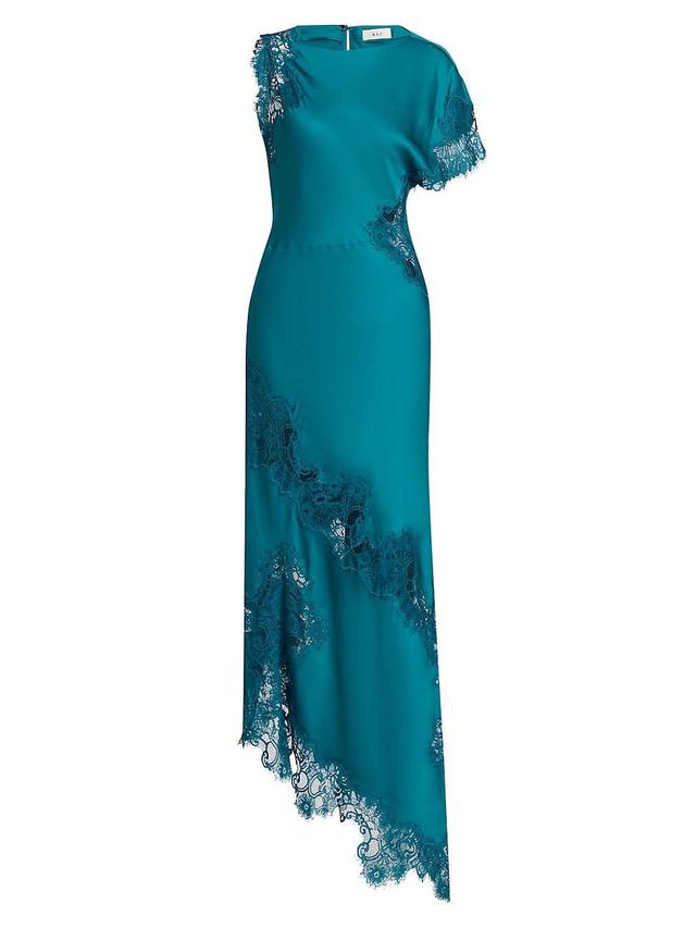 Womens Alessia Lace-Trim Satin Maxi Dress Product Image