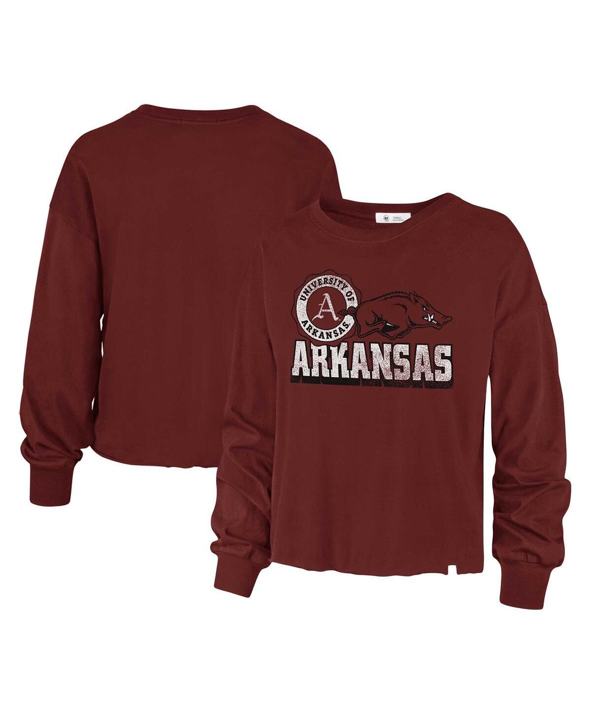 Womens 47 Brand Cardinal Distressed Arkansas Razorbacks Bottom Line Parkway Long Sleeve T-shirt Product Image