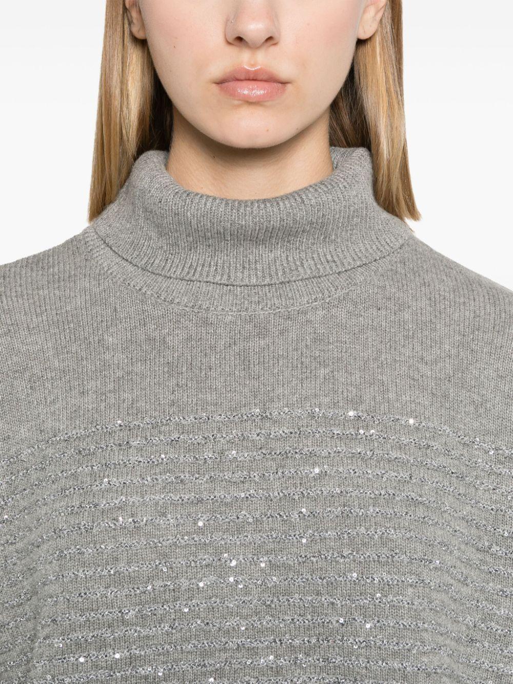 sequined-stripes roll-neck jumper Product Image