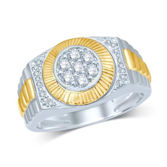 Men's 1/2 CT. T.w. Diamond Rectangular Anniversary Ring in Sterling Silver and 14K Gold Vermeil Product Image