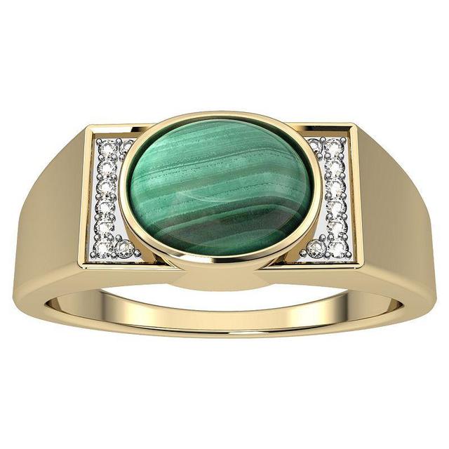 Mens 10k Gold Malachite & Diamond Accent Ring Product Image