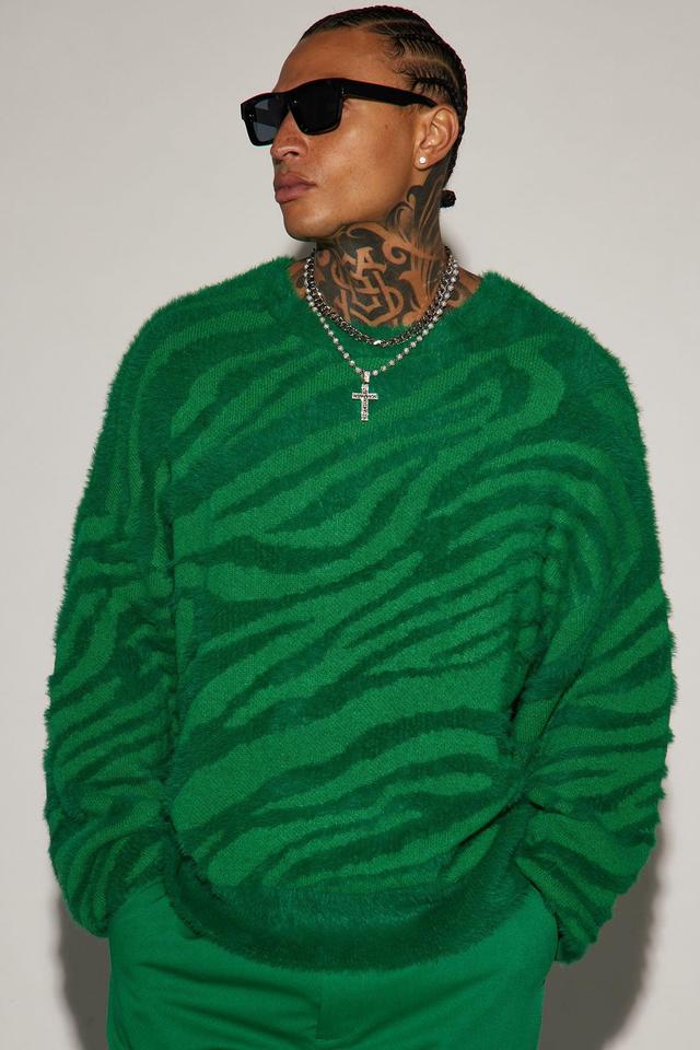 Textured Crewneck Sweater - Green Product Image