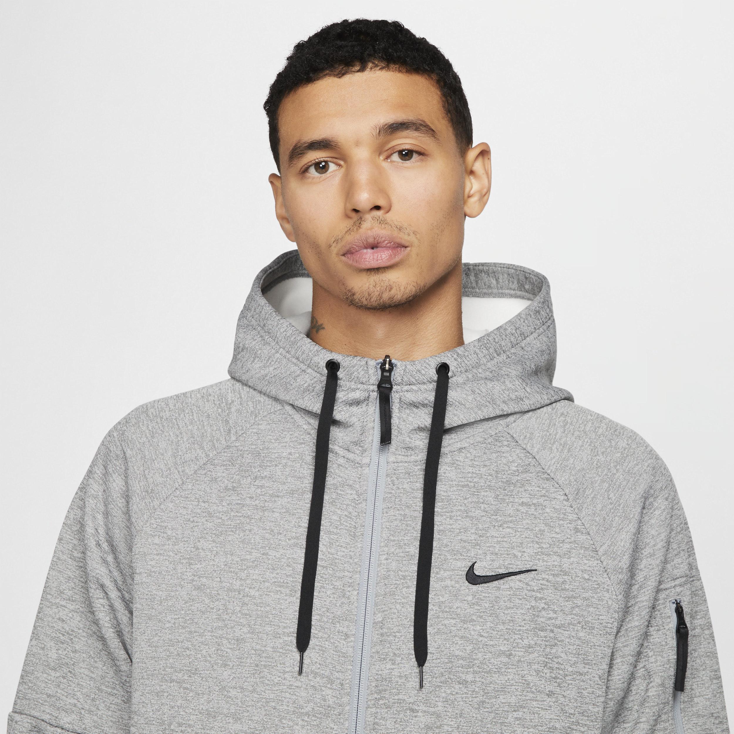 Nike Mens Nike Therma Fleece Full-Zip Hoodie - Mens Black/Particle Grey/Dark Grey Heather Product Image