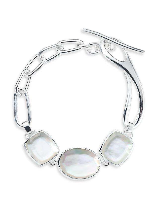 Womens Rock Candy Mixed-Cut Stone & Linea Links Sterling Silver, Rock Crystal & Mother-Of-Pearl Doublet Bracelet Product Image