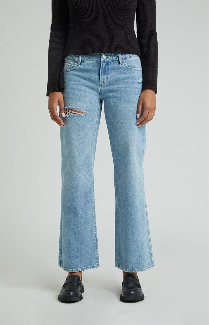 Women's Ripped Low Rise Girlfriend Jeans - Product Image