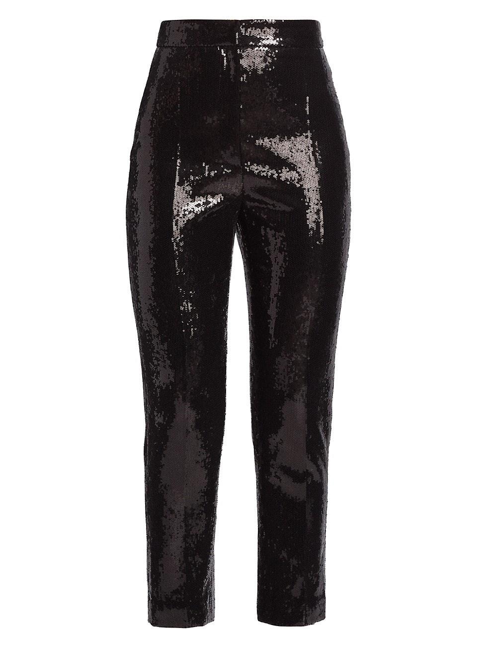 Womens Ankle-Crop Sequin Trousers Product Image