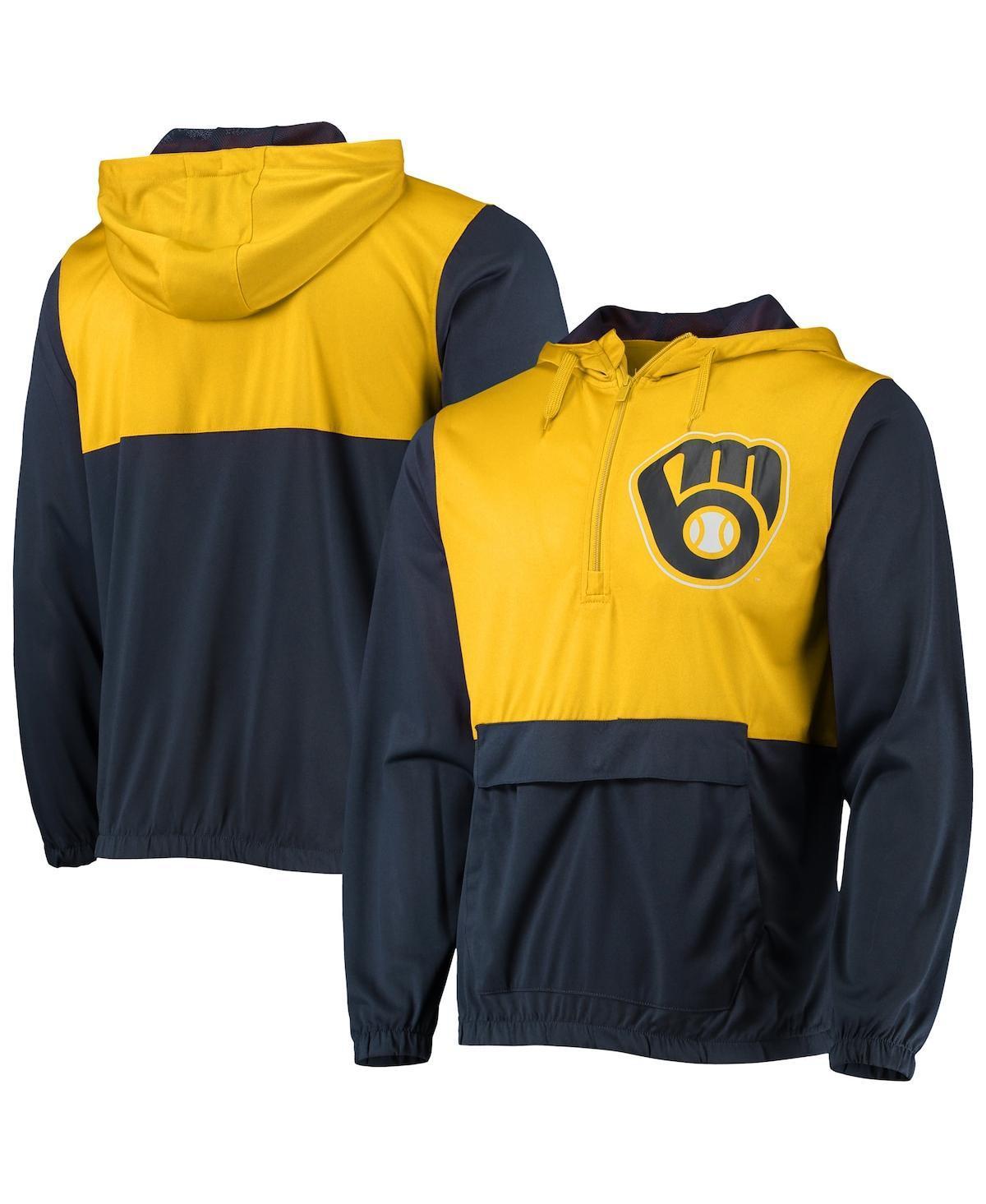 Mens Stitches Navy Milwaukee Brewers Anorak Half-Zip Hoodie - Navy Product Image