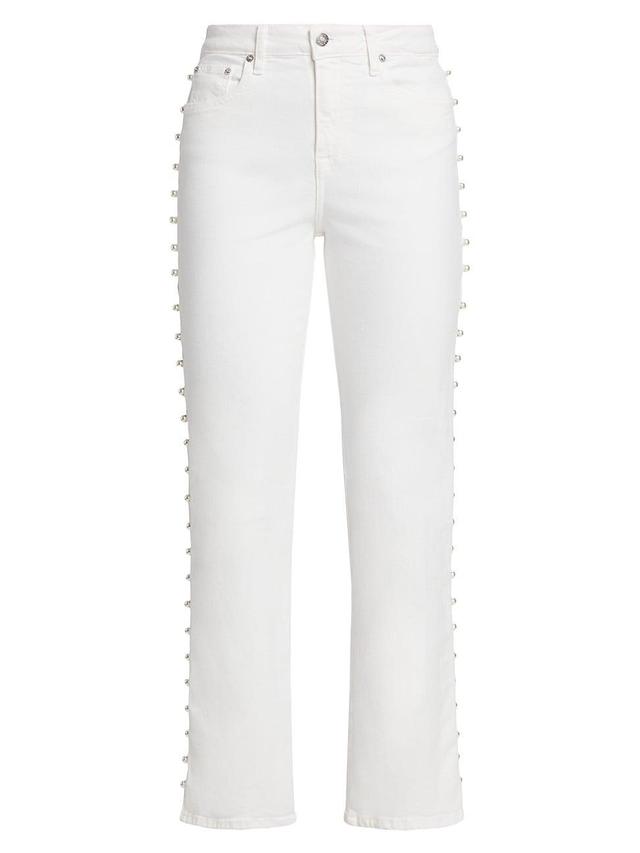 Womens Amelia Faux Pearl-Embellished Jeans Product Image