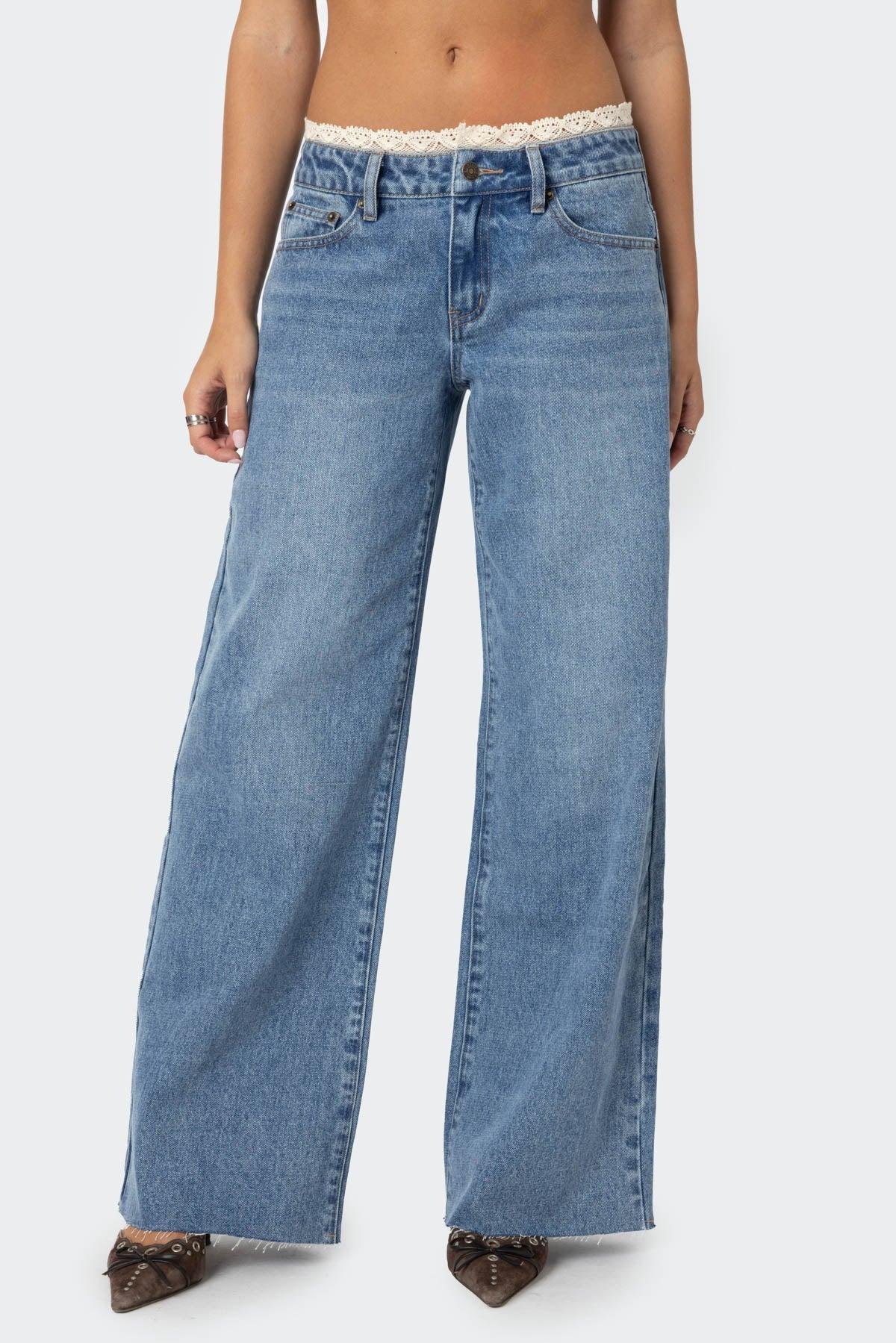 Karlie Lace Trim Jeans Product Image