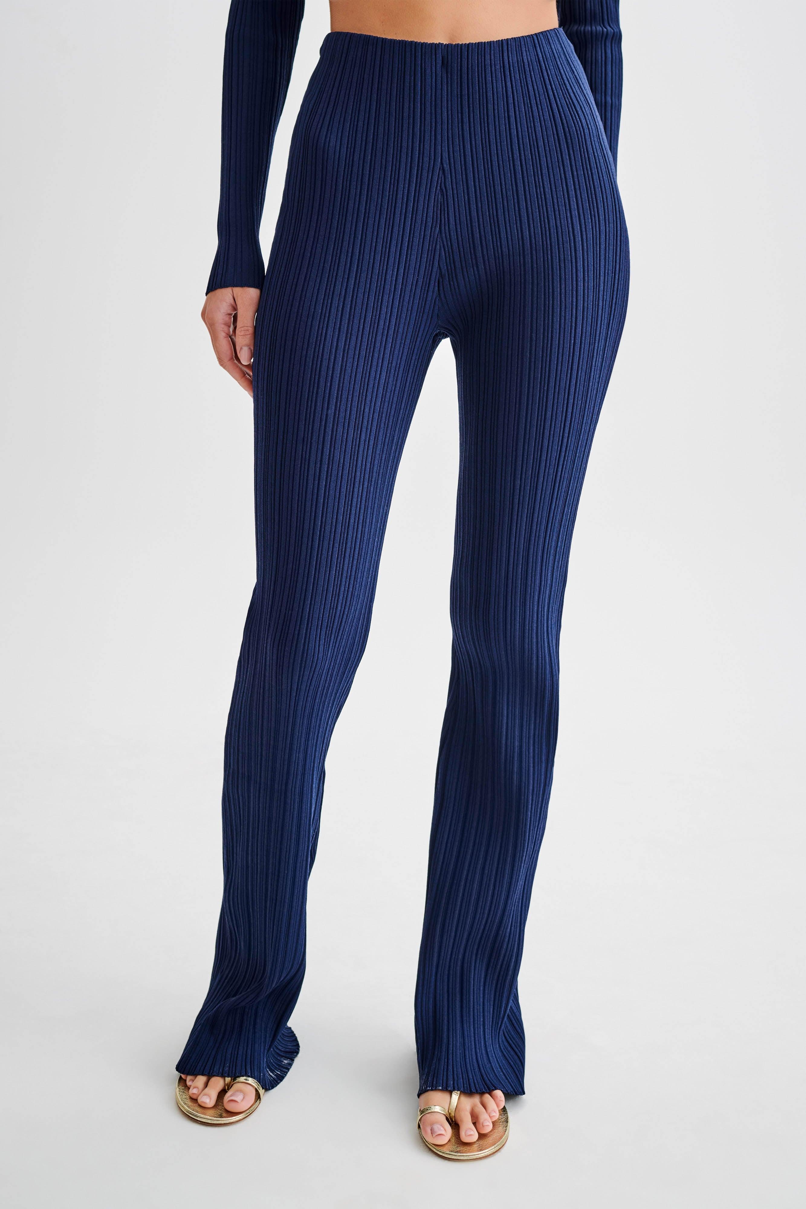 Chiara Straight Leg Rib Knit Pant - Navy product image