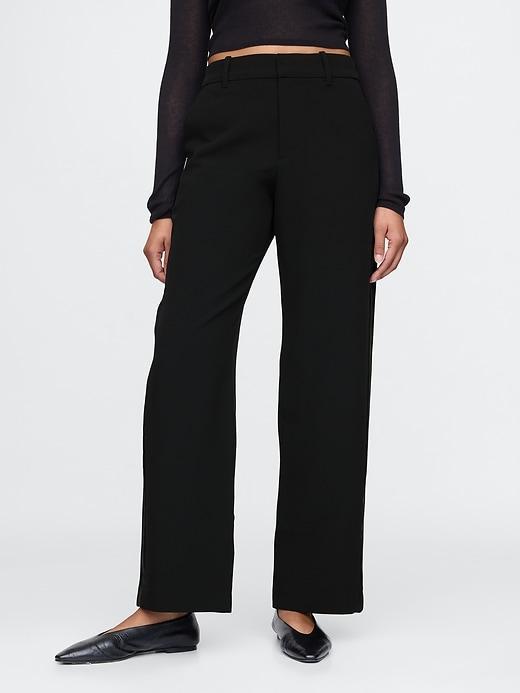 365 Mid Rise Satin-Trim Trousers Product Image