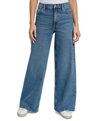 Calvin Klein Jeans Womens High-Rise Wide-Leg Stretch Jeans Product Image