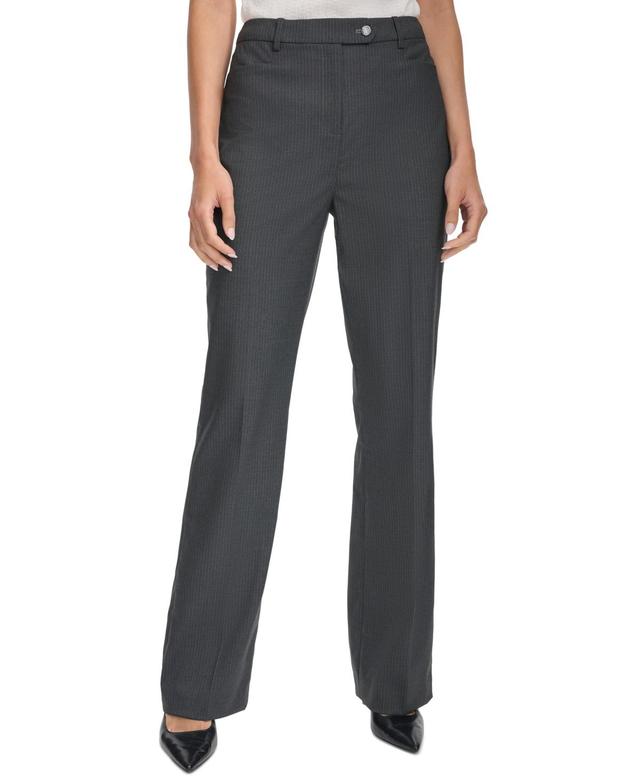 Calvin Klein Womens Pinstripe Straight-Leg Pants - Charcoal Product Image