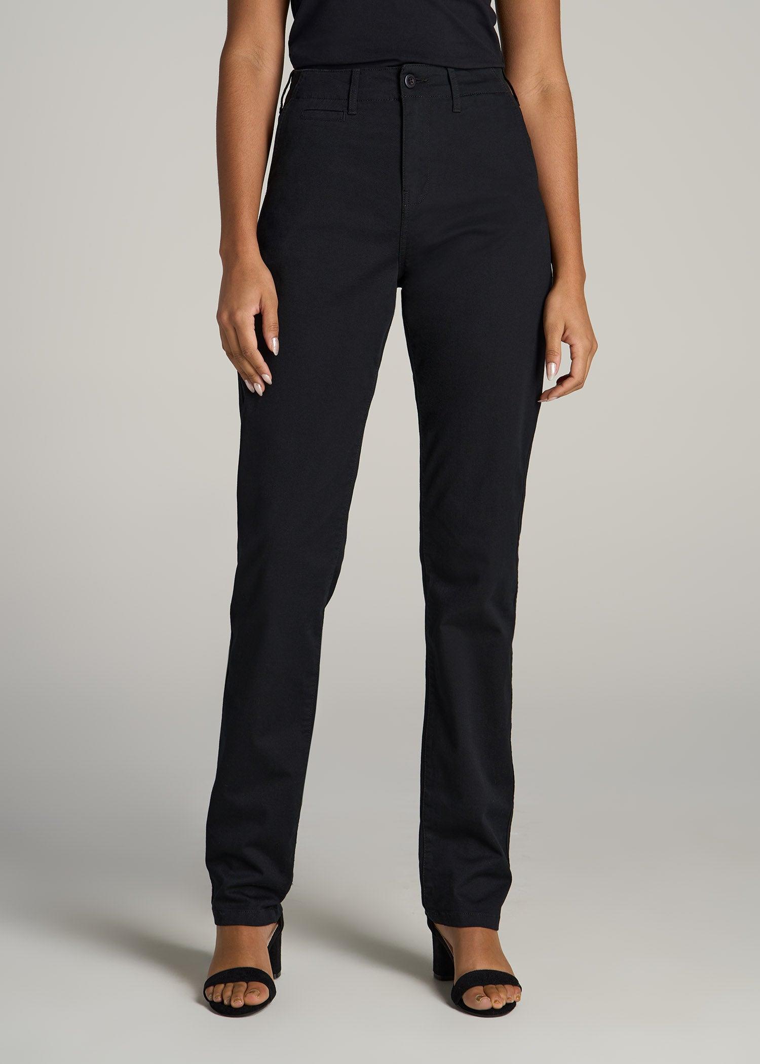 High Rise Tapered Chino Pants for Tall Women in Washed Black Product Image