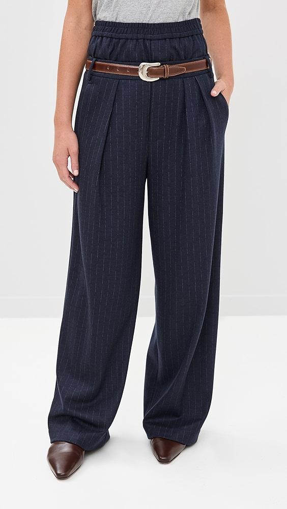 Tibi Newton Stripe Double Waist Boxer Trousers | Shopbop Product Image