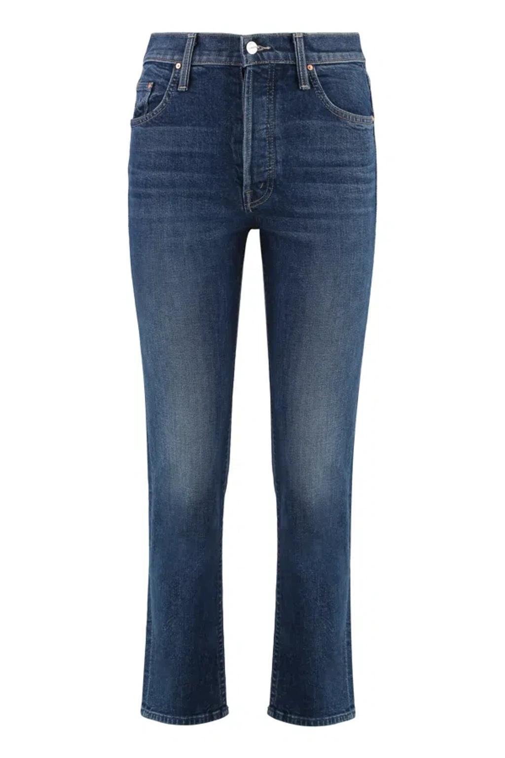 MOTHER The Tomcat Cropped Skinny Jeans In Navy Product Image