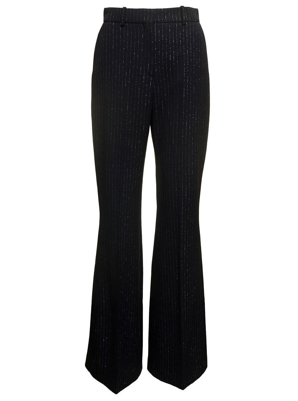 Embroidered Wool Tuxedo Pants In Black Product Image