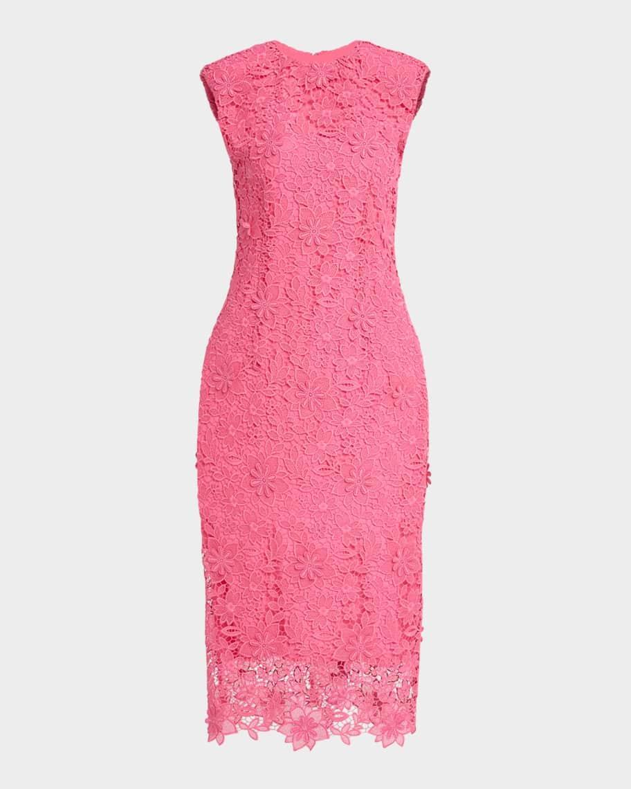 3D Floral Lace Sleeveless Midi Dress Product Image