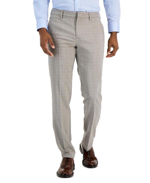 Perry Ellis Portfolio Mens Essentials Slim-Fit Stretch Glen Plaid Dress Pants Product Image