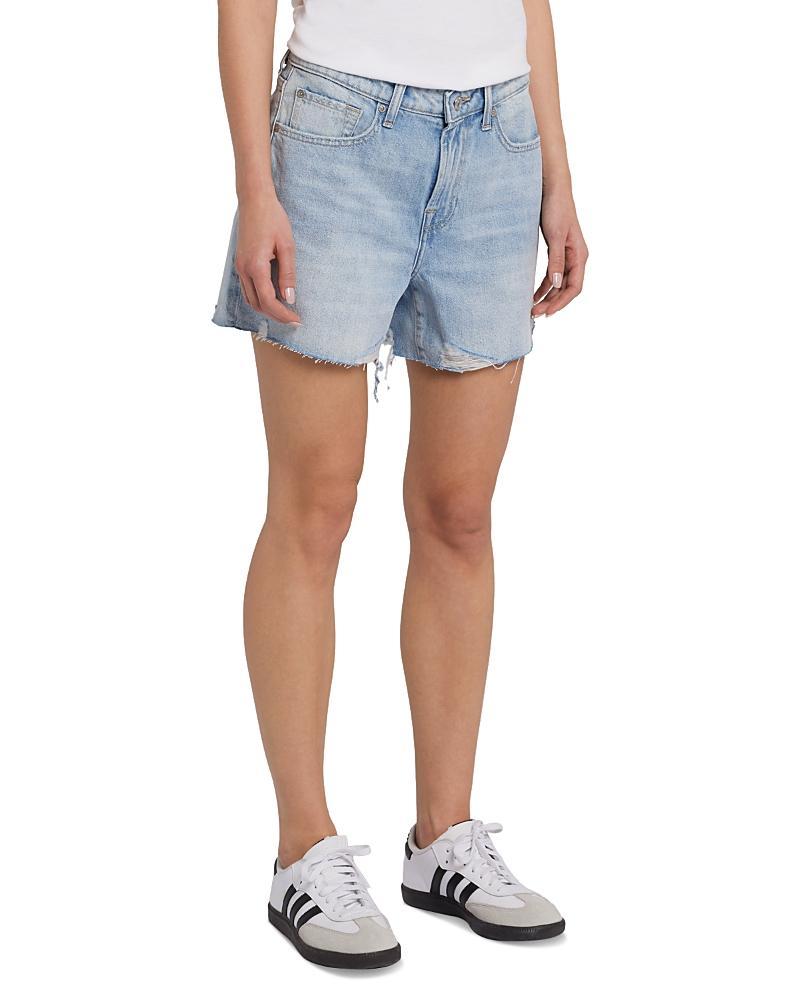 7 For All Mankind Monroe High Rise Distressed Denim Shorts in Time Off Product Image